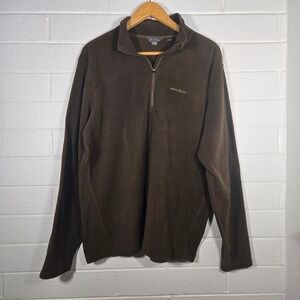 Eddie Bauer Polartec‎ XLT Brown Fleece 1/4 Zip Gorpcore Camping Workwear XLT